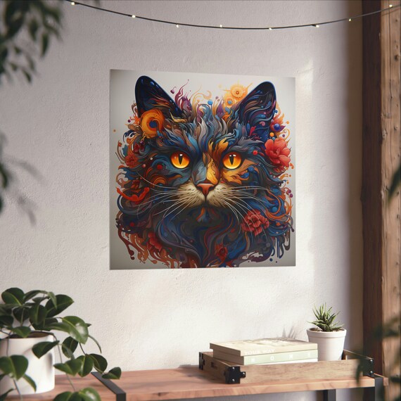 Rainbow Cat 2, Psychedelic Cat Art Print