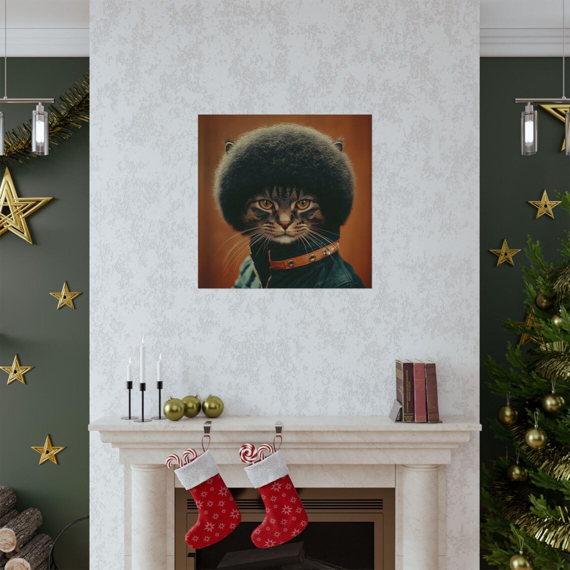 Whimsical Afro Cat, Vintage Kitty Poster - Image 2