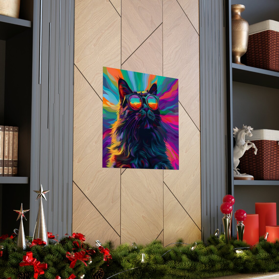 Cat Looking Through Rainbow Colored Glasses, Trippy Art - Image 3
