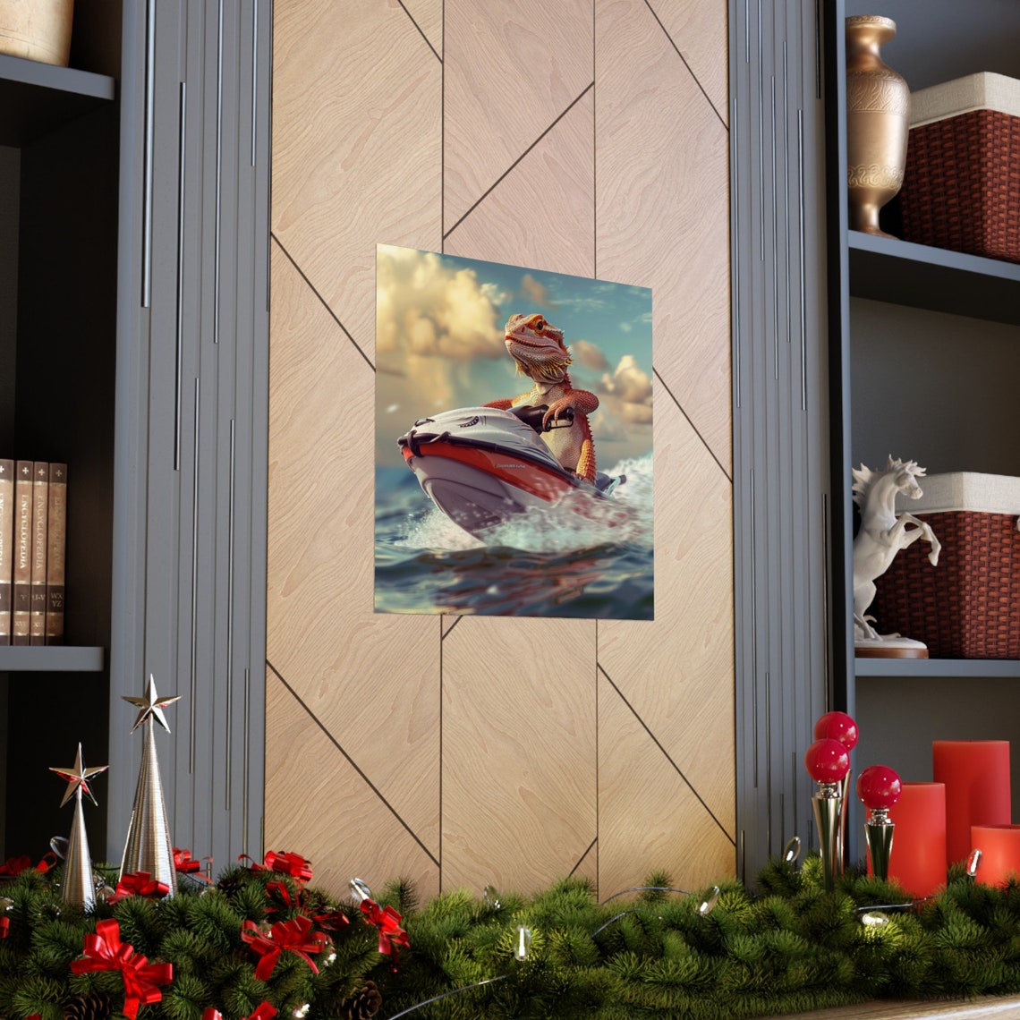 Jet Skiing Bearded Dragon, Reptile Humor Poster - Image 3