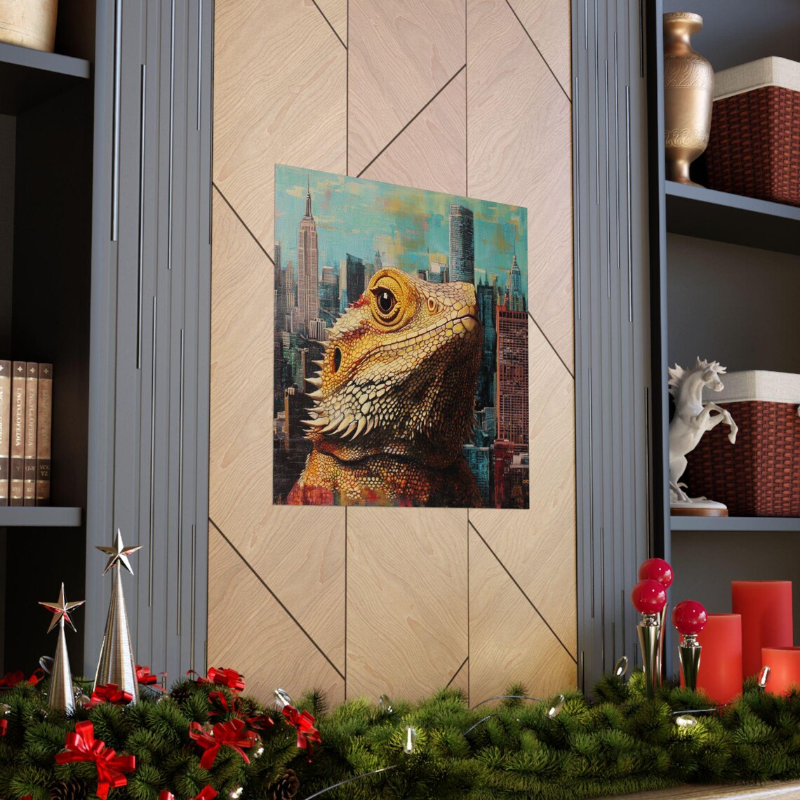 Watercolor Metropolitan Bearded Dragon, Urban Reptile Art Print - Image 3