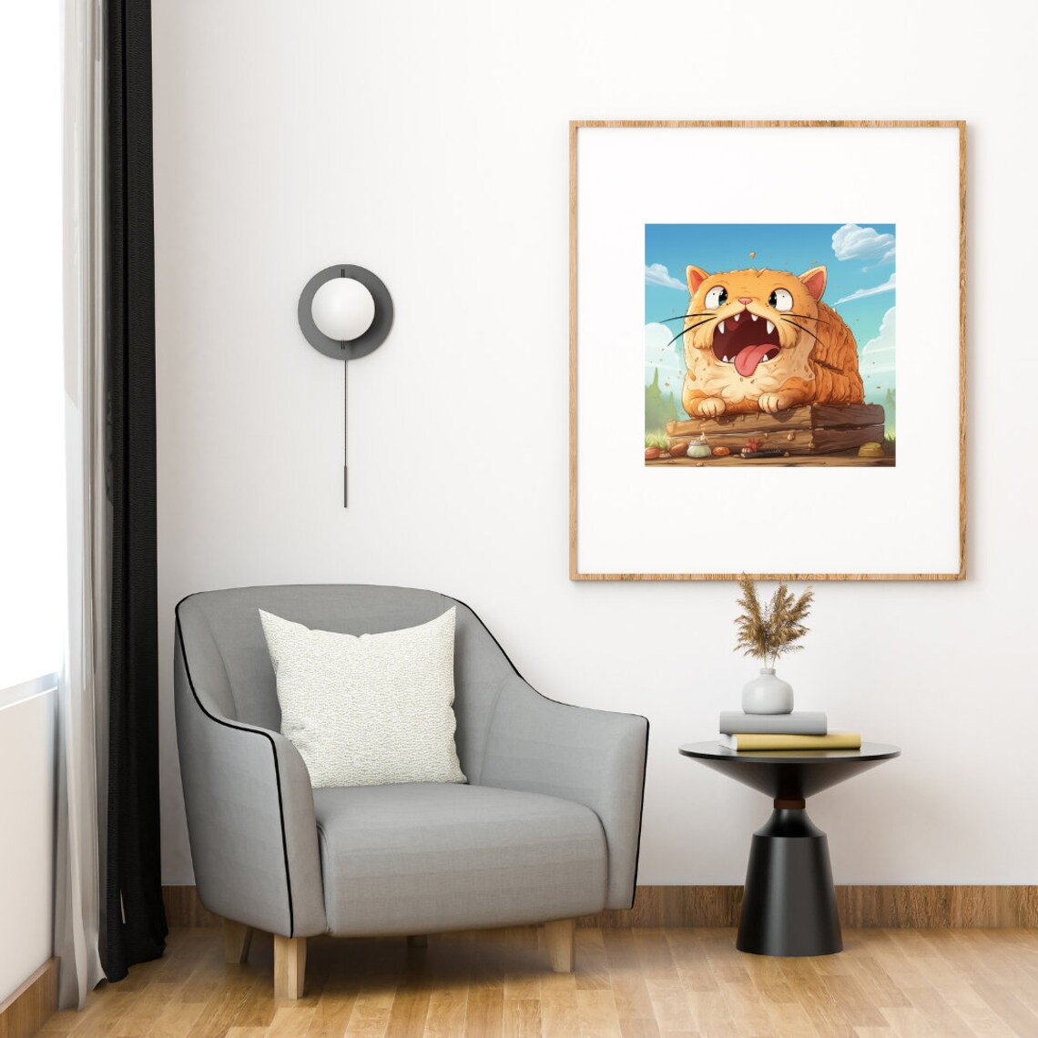 Orange Cat Loaf Poster, Happy Cat Joke Art - Image 2