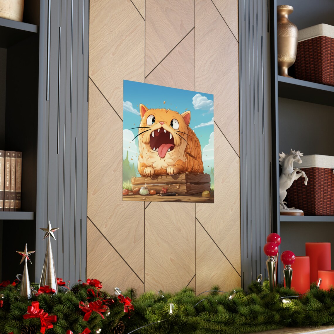 Orange Cat Loaf Poster, Happy Cat Joke Art - Image 3