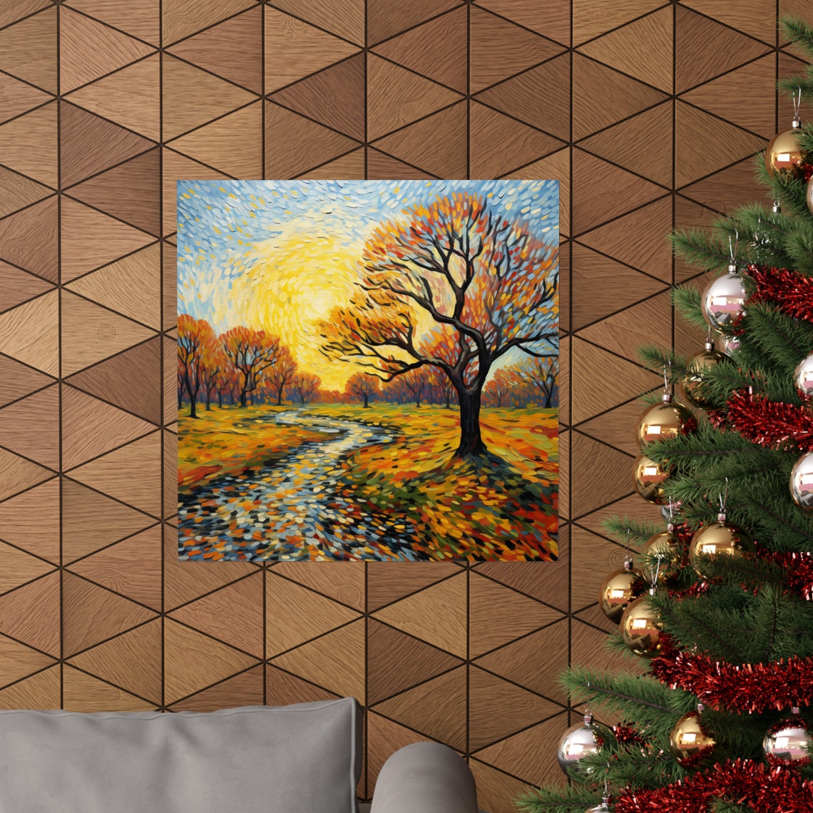 Windy Fall Day, Post-Impressionist Sunset Poster - Image 4