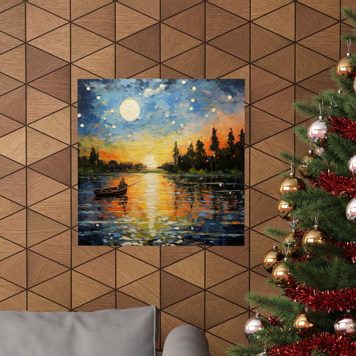 Lake Life Post-Impressionist Art Print, Evening On The Lake - Image 4