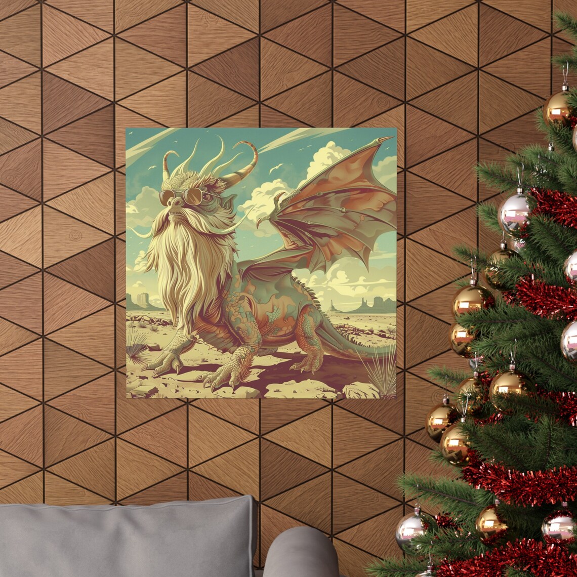 Elder Dragon Wearing Glasses In The Desert, Fantasy - Image 4