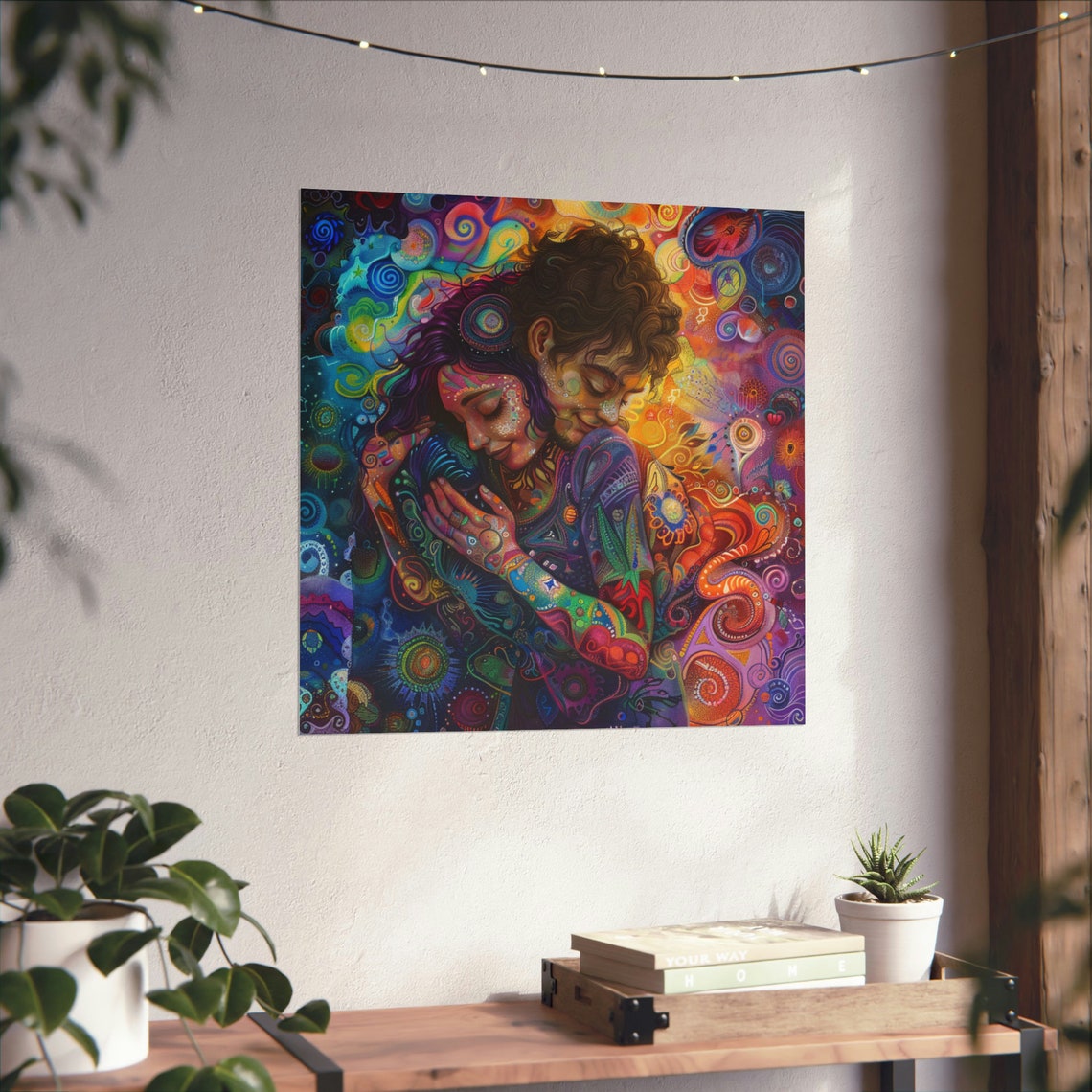 Spiritual Lovers Abstract Art Print, Happy Couple