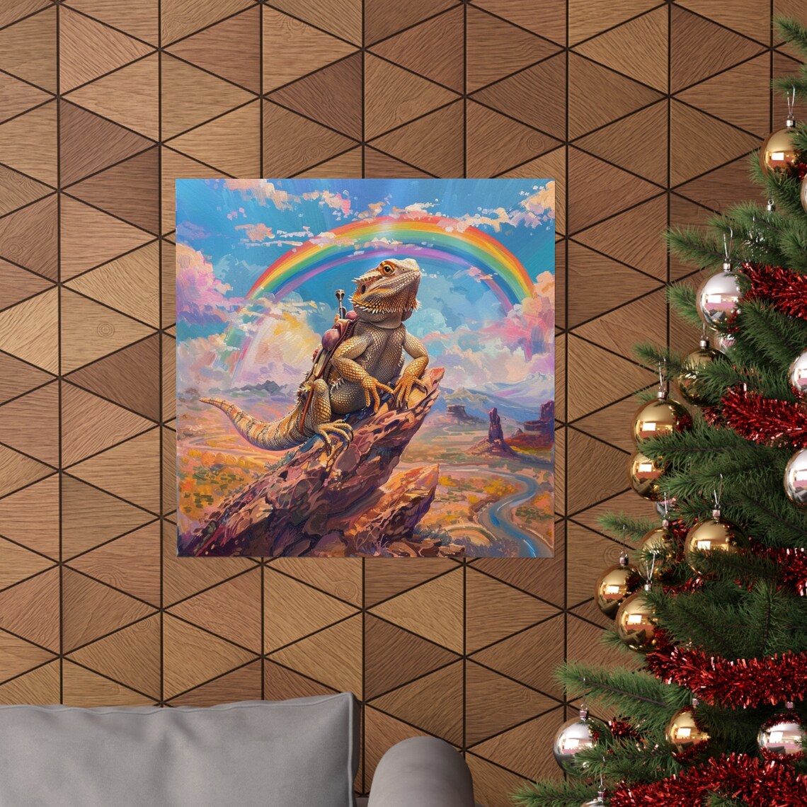 Bearded Dragon Adventuring Under The Rainbow Art Print - Image 4