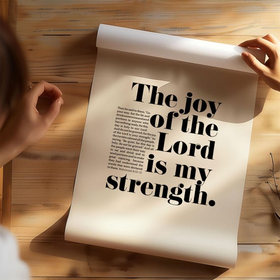 The Joy Of The Lord Is My Strength Print Nehemiah 810 Encouraging Bible Verse Poster For Home Church Nursery Decor Art