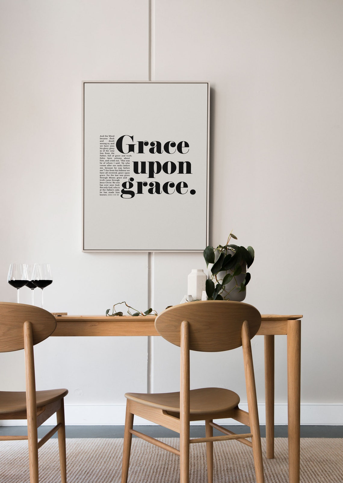John 1:16 Grace Upon Grace Minimalist Bible Verse Poster Home Decor - Image 5