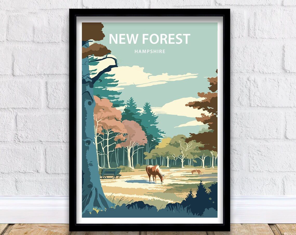 New Forest Ponies Art Print, Hampshire National Forest