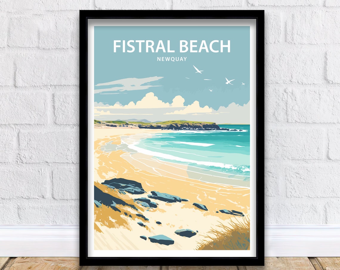 Fistral Beach Art Print Newquay Fistral Beach Cornwall Print Fistral Beach Print Newquay Print Travel Poster Fistral Beach Poster