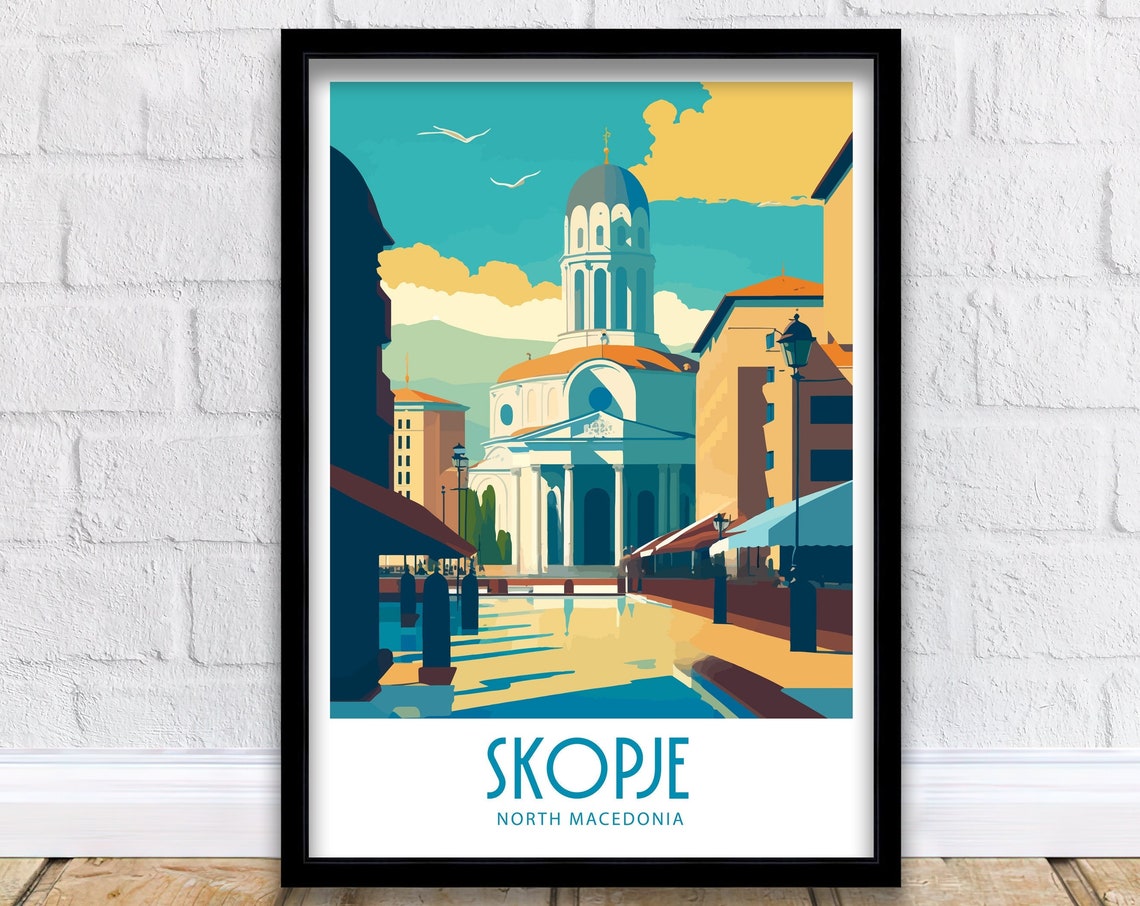 Skopje Travel Print Skopje Macedonia Wall Art Skopje Home Living Decor Skopje Macedonia Illustration Travel Poster Gift For Skopje Macedonia
