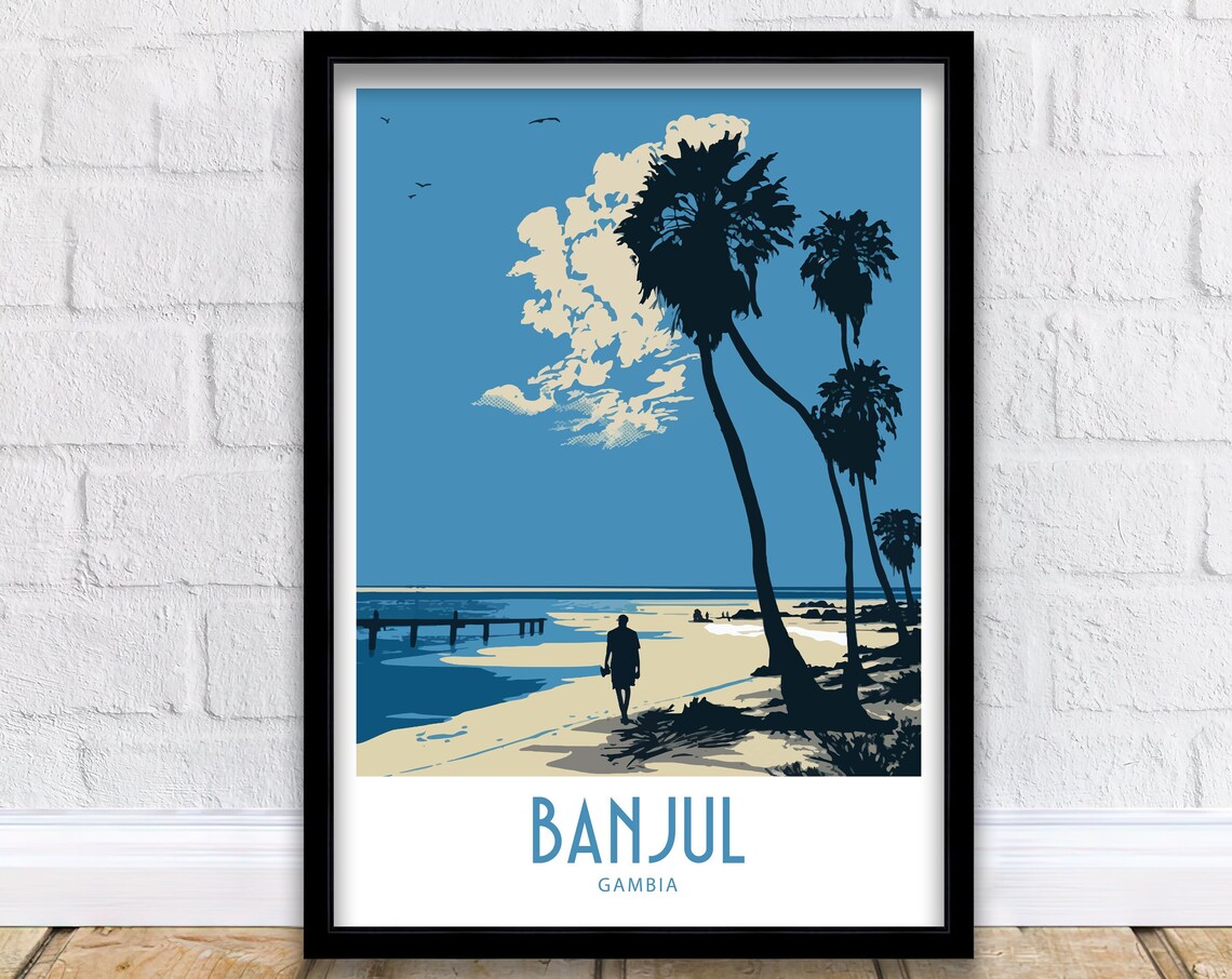 Banjul Gambia Travel Poster, Place Wall Art