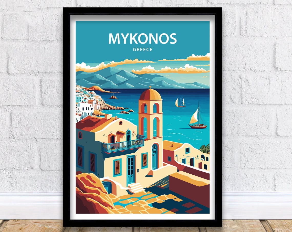 Mykonos Art Print Mykonos Print Greece Print Mykonos Wall Art Mykonos Poster Travel Poster Mykonos Travel Print Greece Art Print