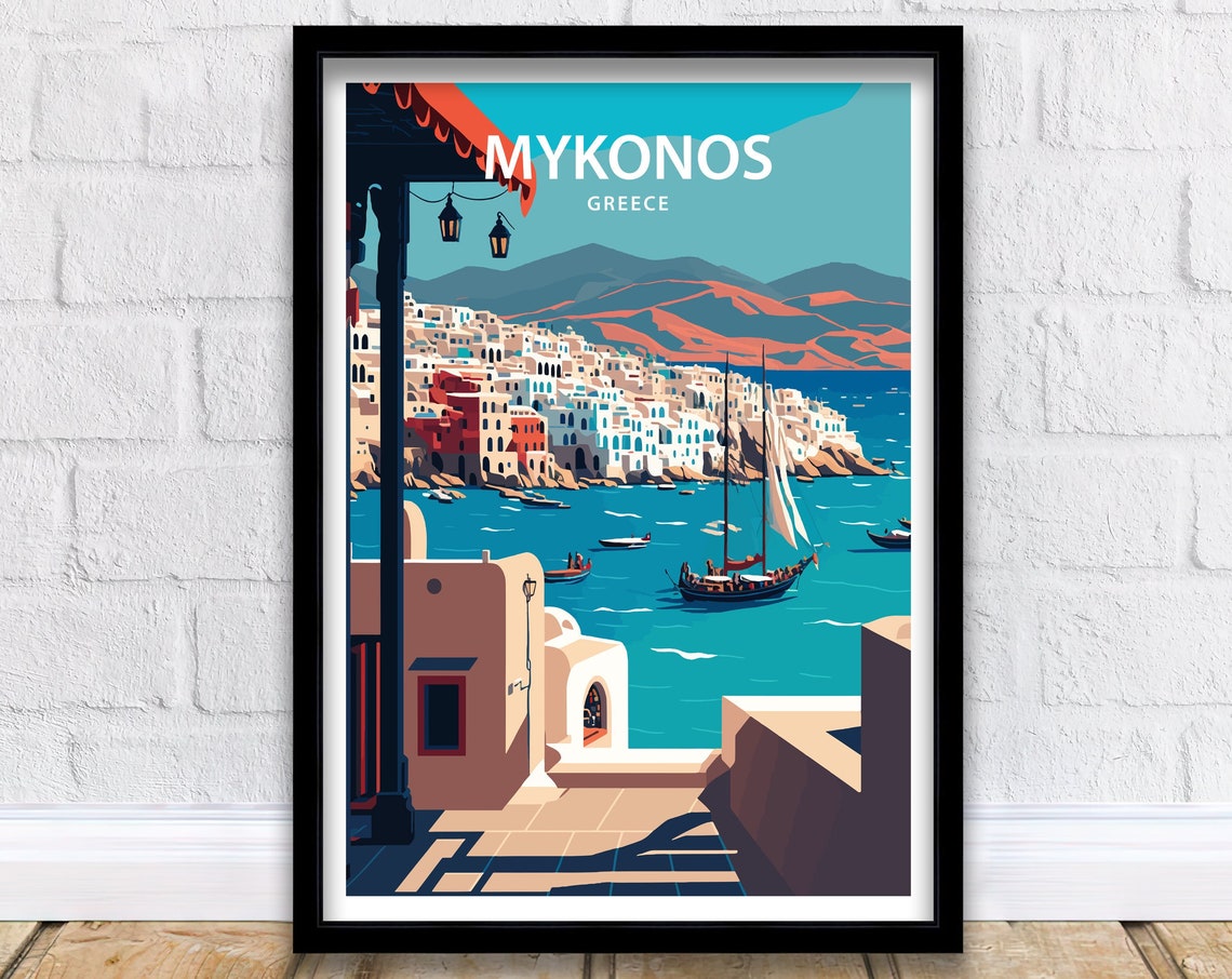 Mykonos Art Print Mykonos Print Greece Print Mykonos Wall Art Mykonos Poster Travel Poster Mykonos Travel Print Greece Art Print