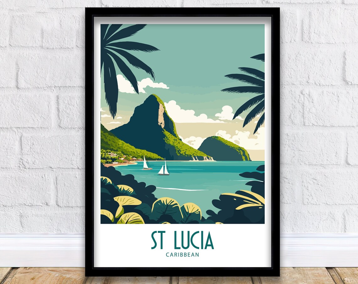 St Lucia Travel Poster, Saint Lucia Wall Art