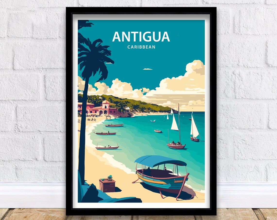 Antigua Travel Poster, Antigua Wall Decor