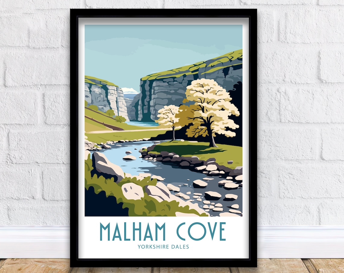 Malham Cove Travel Poster, Yorkshire Dales Art Print