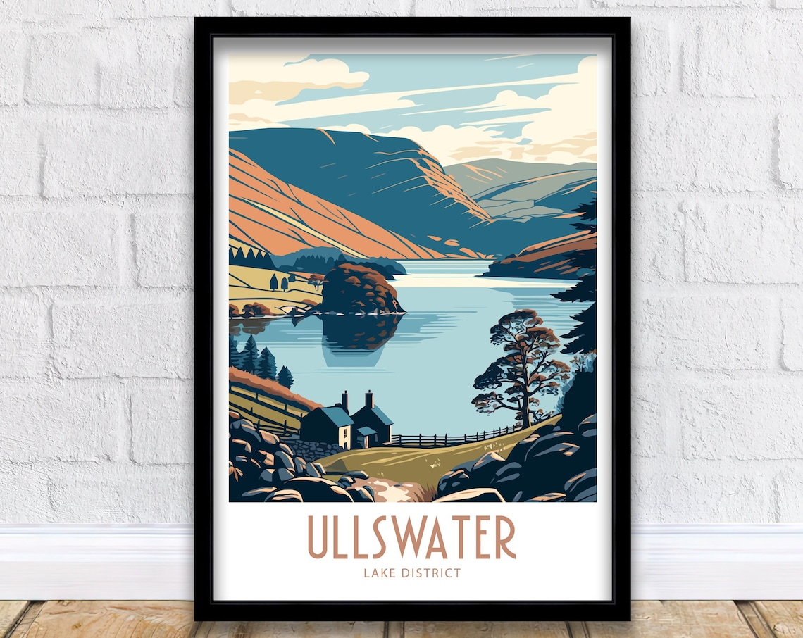 Ullswater Travel Poster, Lake District Art Print