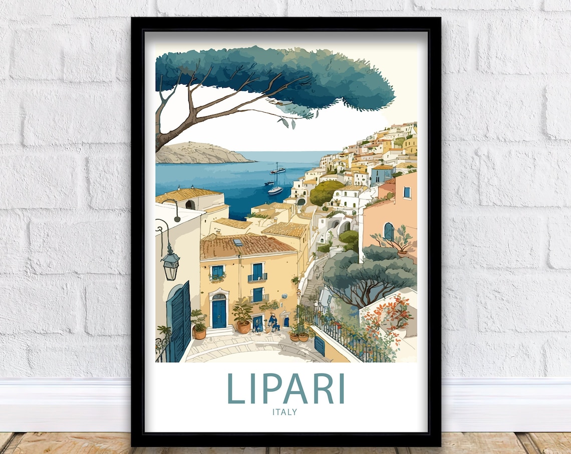 Lipari Travel Poster, Italy Scenic Wall Art