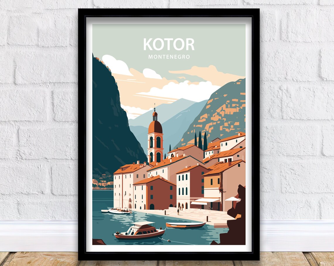 Kotor Travel Poster, Montenegro Scenery Art Print