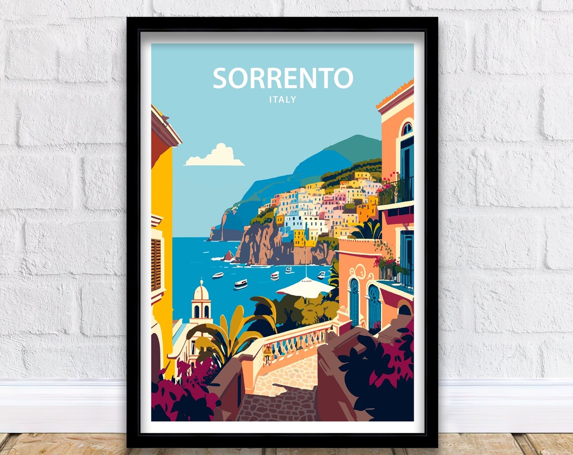 Sorrento Italy Travel Poster, Coastal Place Print