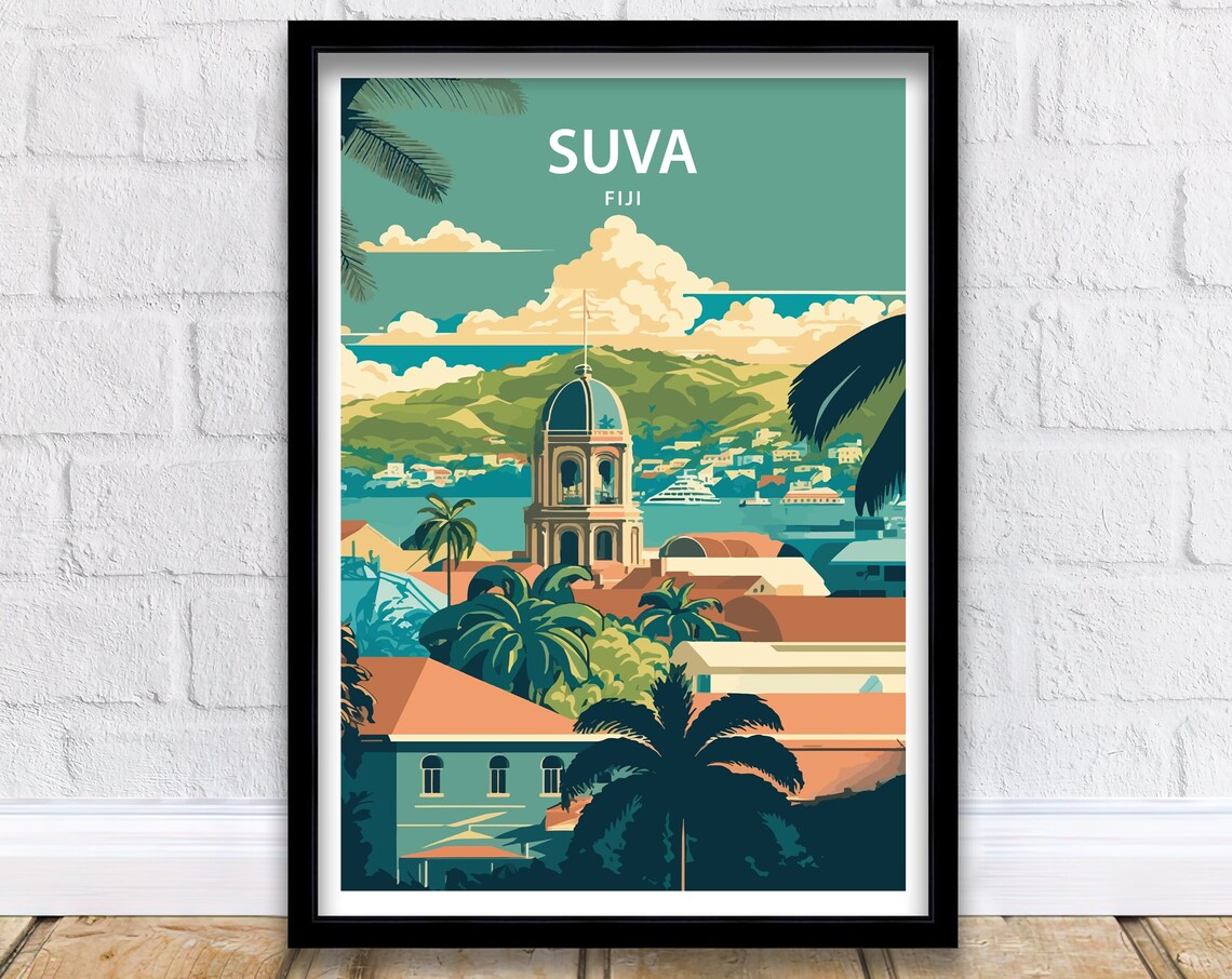 Suva Fiji Travel Poster, Home Living Decor