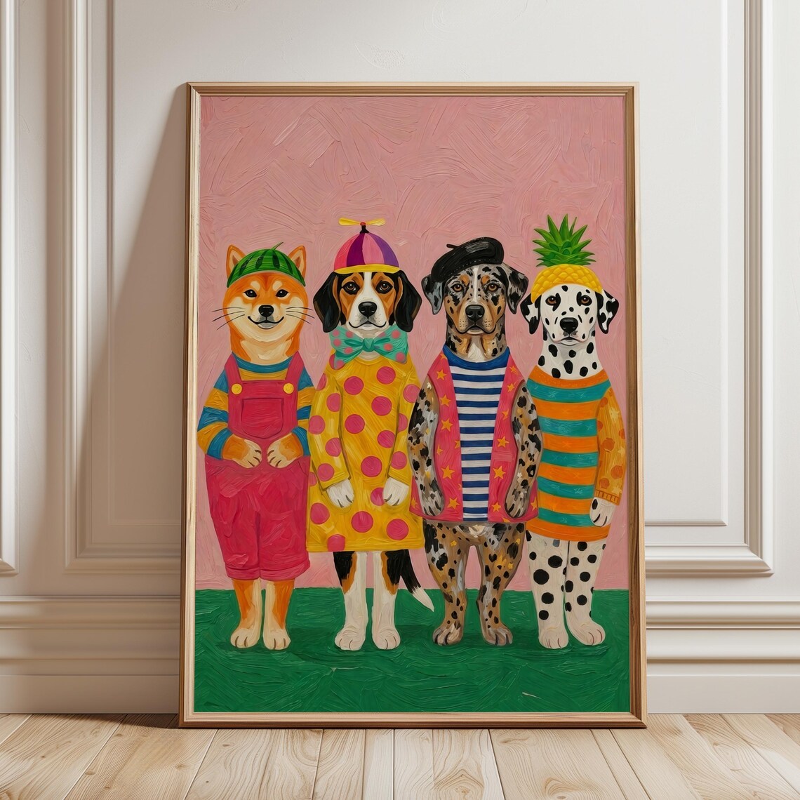 Colorful Dogs Pop Art Print, Maximalist Animal