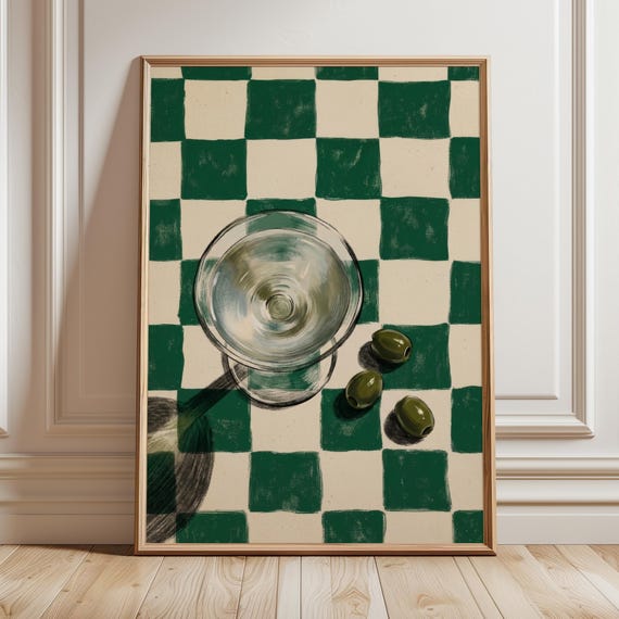 Dirty Martini Art Print, Moody Kitchen Decor