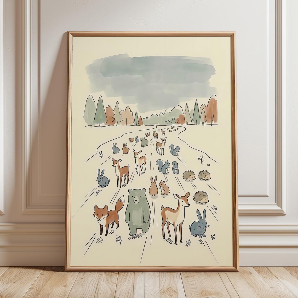 Woodland Animal Nursery Poster, Scandinavian Forest