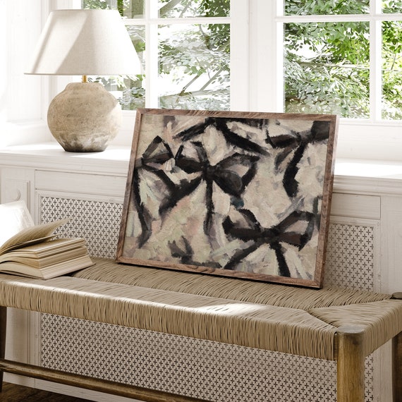 Abstract Bow Painting Black Bows Art Vintage Coquette Print Fashion Wall Decor Poster Girls Room Instant