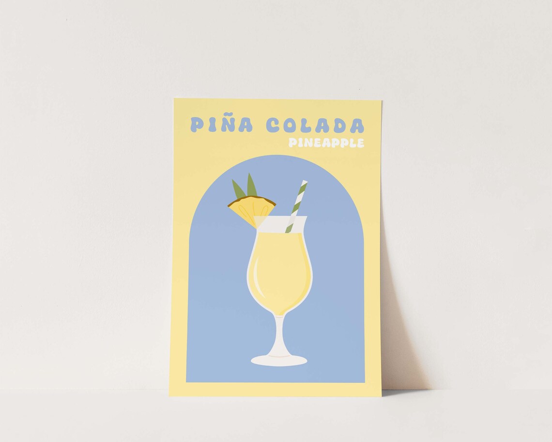 Retro Pina Colada Cocktail Poster for Kitchen Bar Home Decor - Image 3