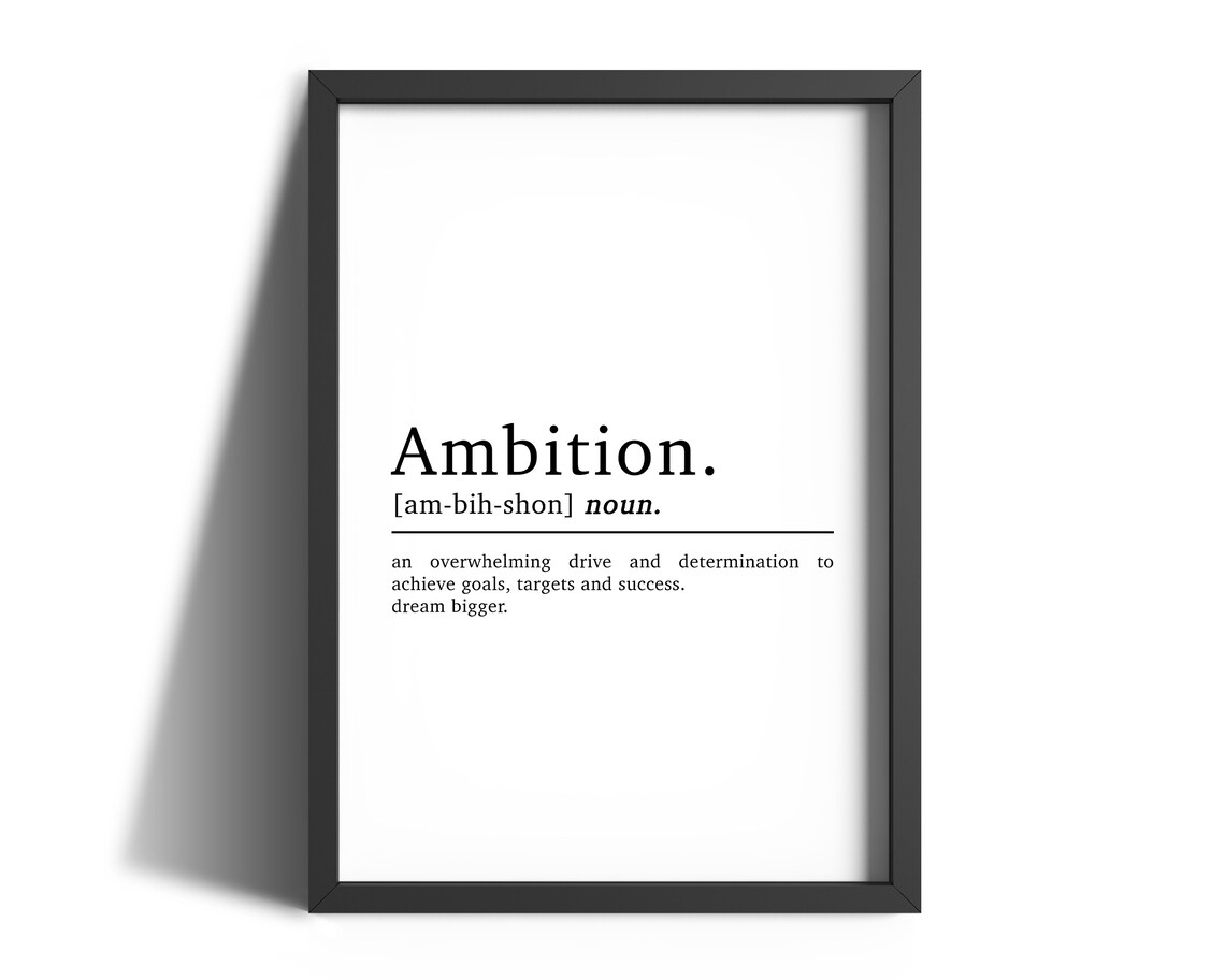 Ambition Definition Motivational Quote Poster