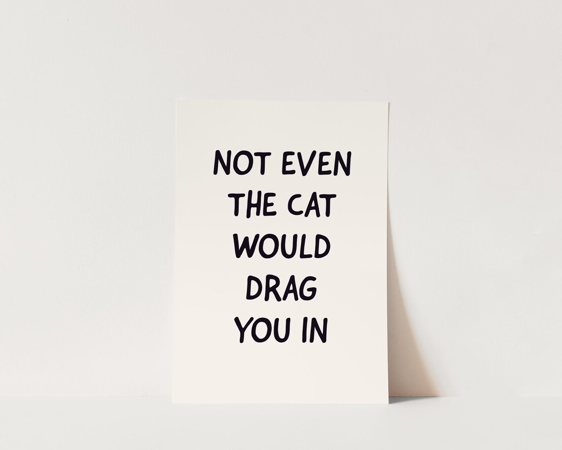 Not Even The Cat Would Drag You In Funny Cat Humor Quote Poster - Image 3