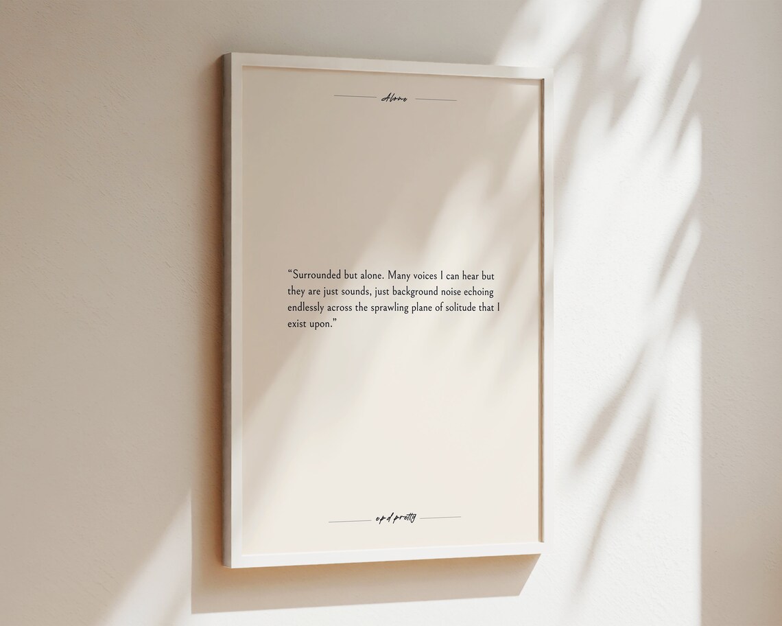 Surrounded But Alone Solitude Literary Quote Minimalist Beige Poster - Image 2