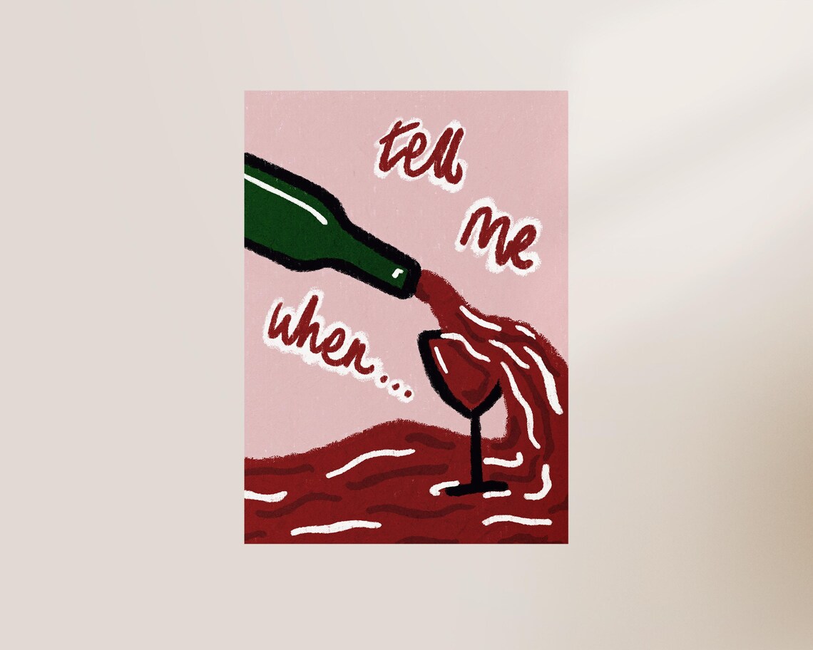 Wine Print, Pink Kitchen Decor, Wine Lover Gift - Image 3