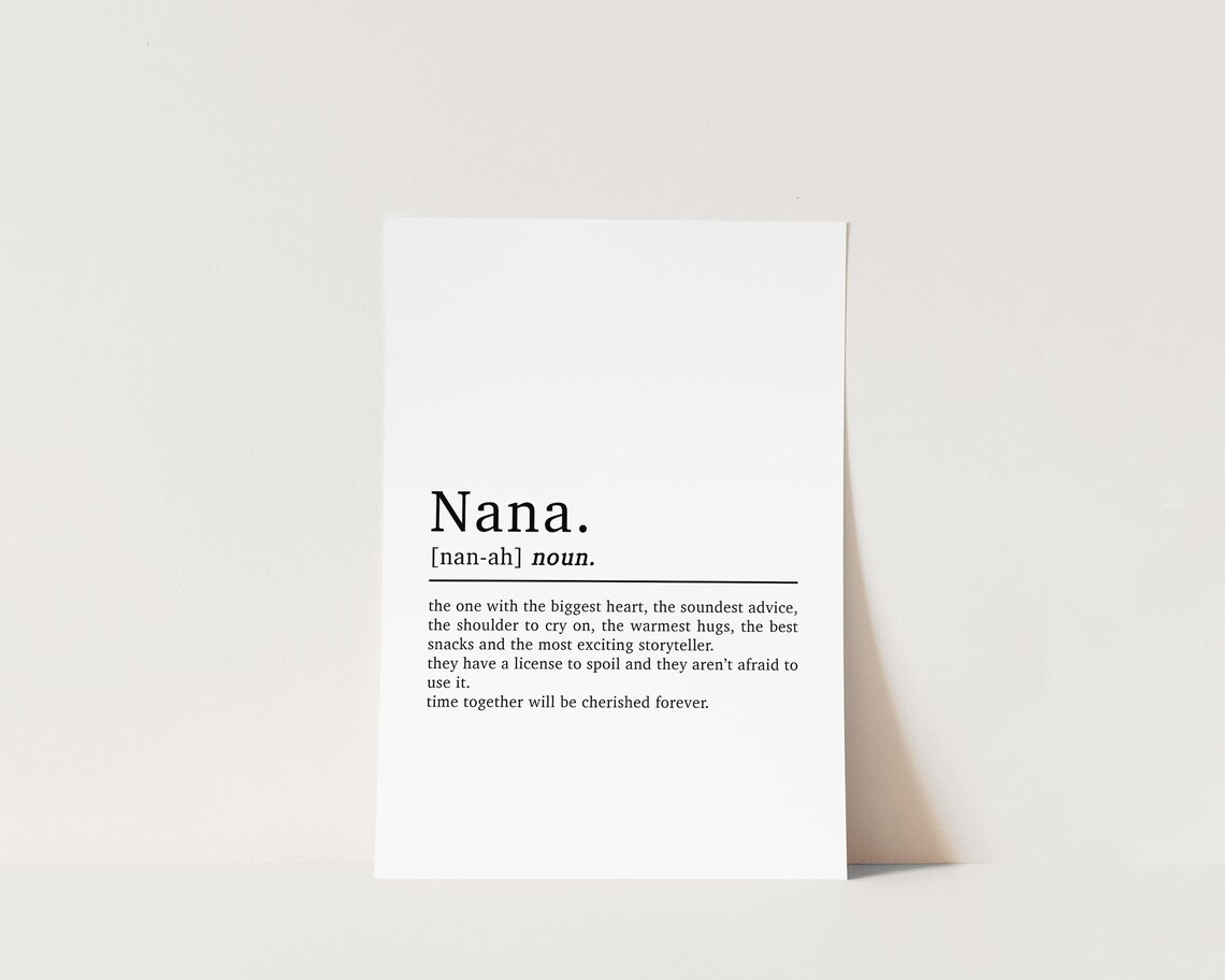 Nana Definition Gift, Funny Grandma Quote Art Print - Image 3