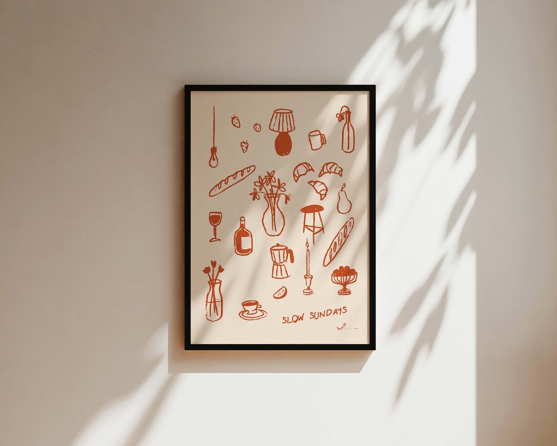 Slow Sundays Kitchen Poster, Coffee Lover Boho Art Print - Image 3
