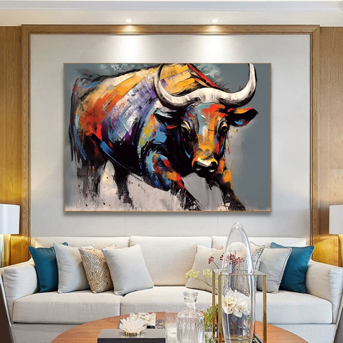 Colorful Bull Art Print, Highland Cow Animal Decor - Image 3