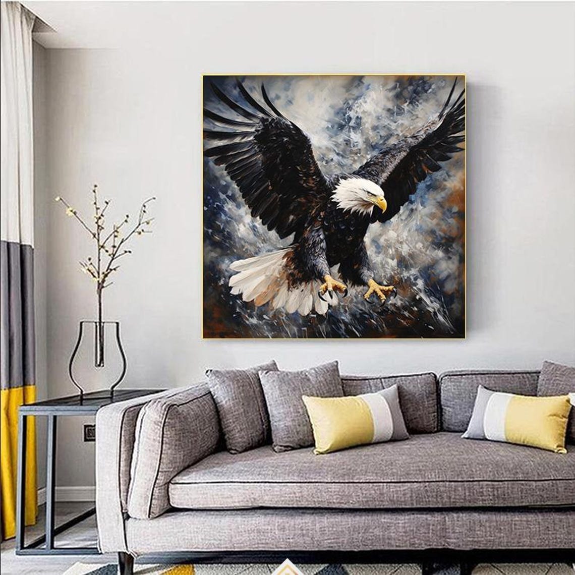 Bald Eagle Soaring Blue Storm Wings Wide Open Wildlife Wall Poster - Image 3