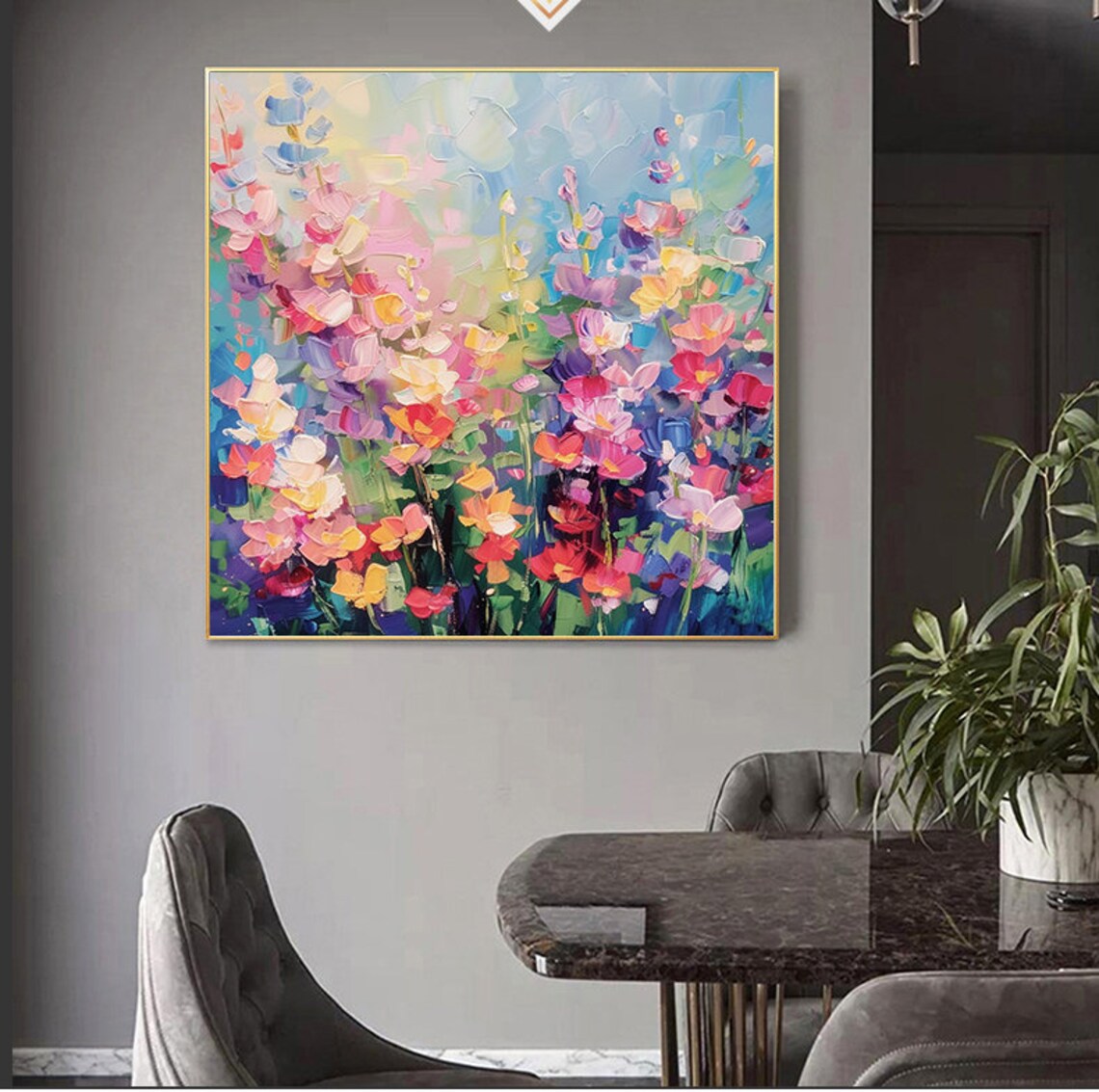 Colorful Abstract Floral Landscape Oil Painting Art Print - Image 6