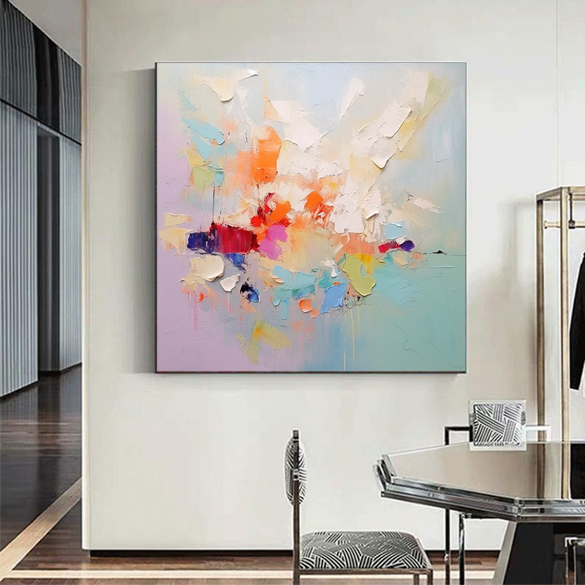 Pastel Confetti Splash Abstract Impasto Modern Painting Poster - Image 6