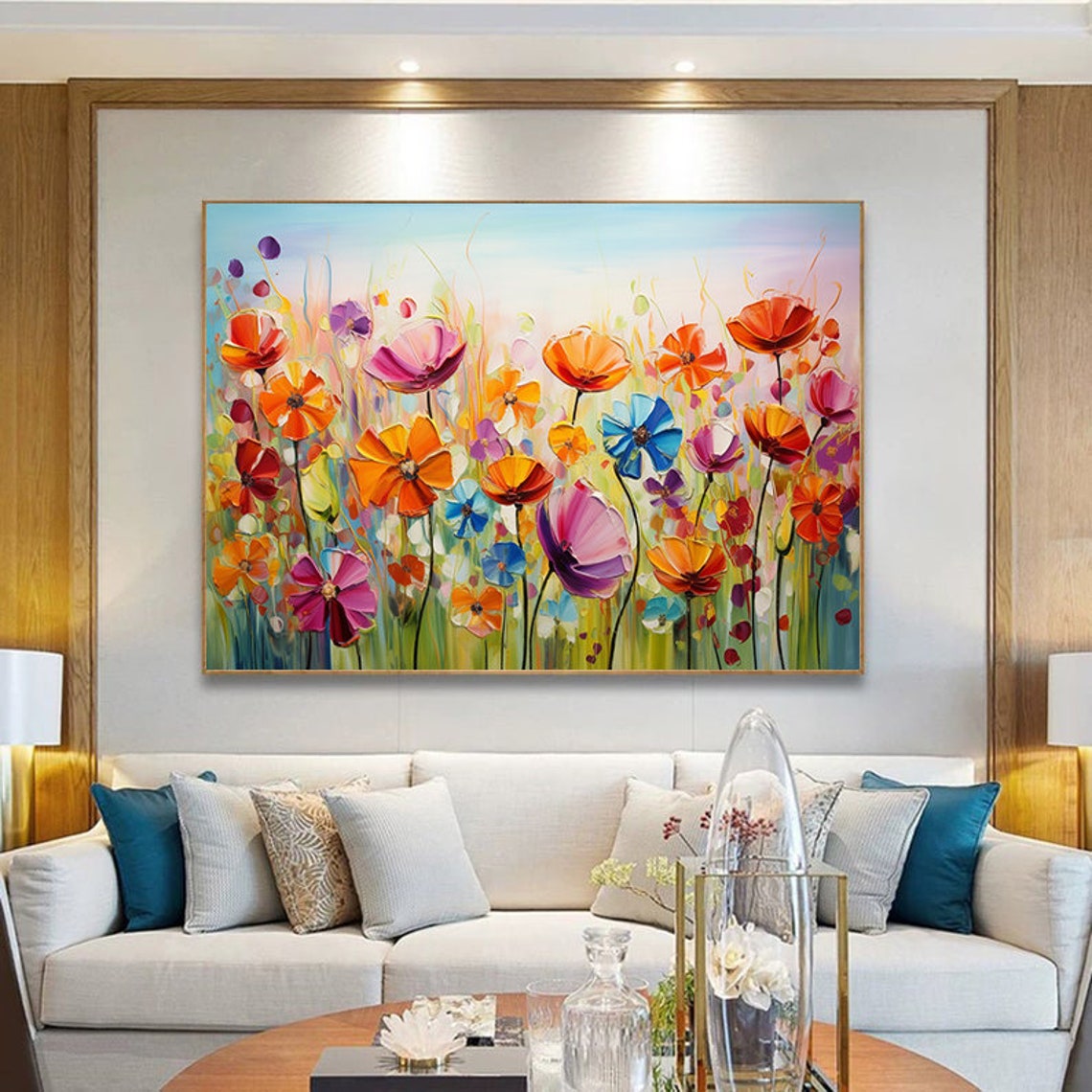 Whimsical Pastel Wildflower Meadow In Warm Bright Hues Poster - Image 5