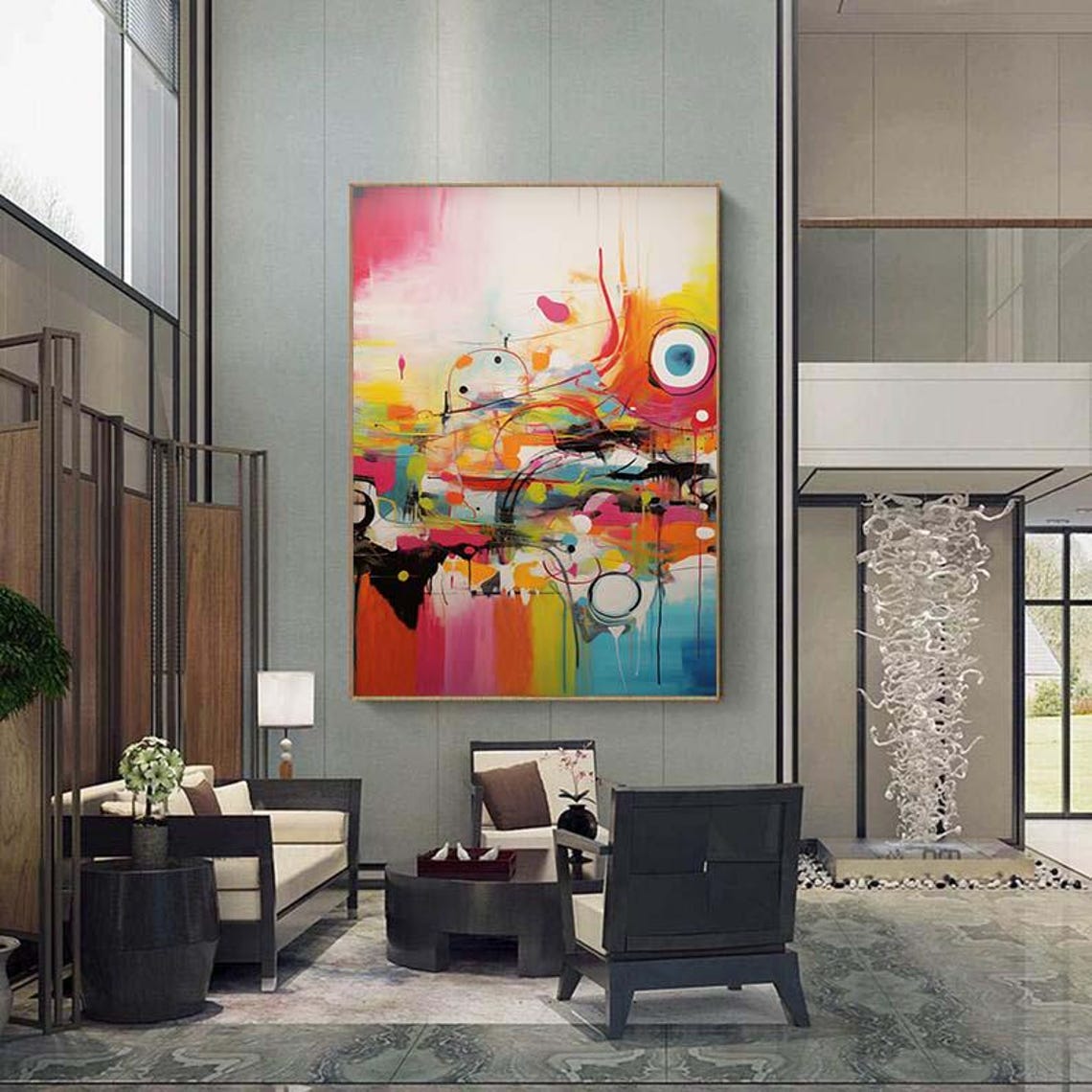 Rainbow Drip Multicolor Modern Abstract Vertical Bright Color Poster - Image 4