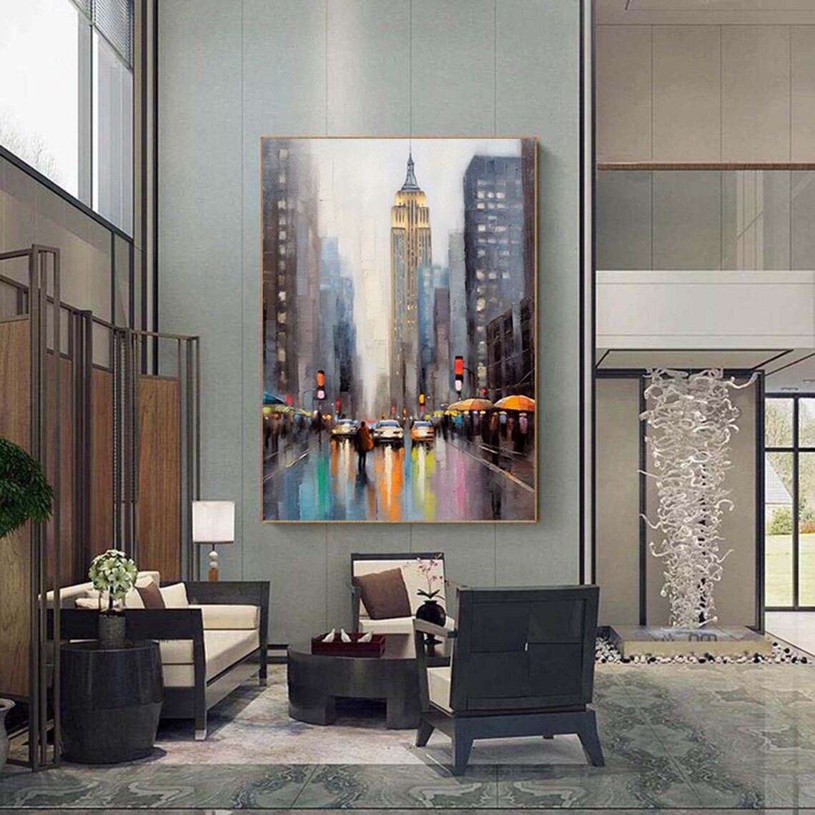 Abstract Cityscape Oil Painting Art Print, Urban View - Image 3