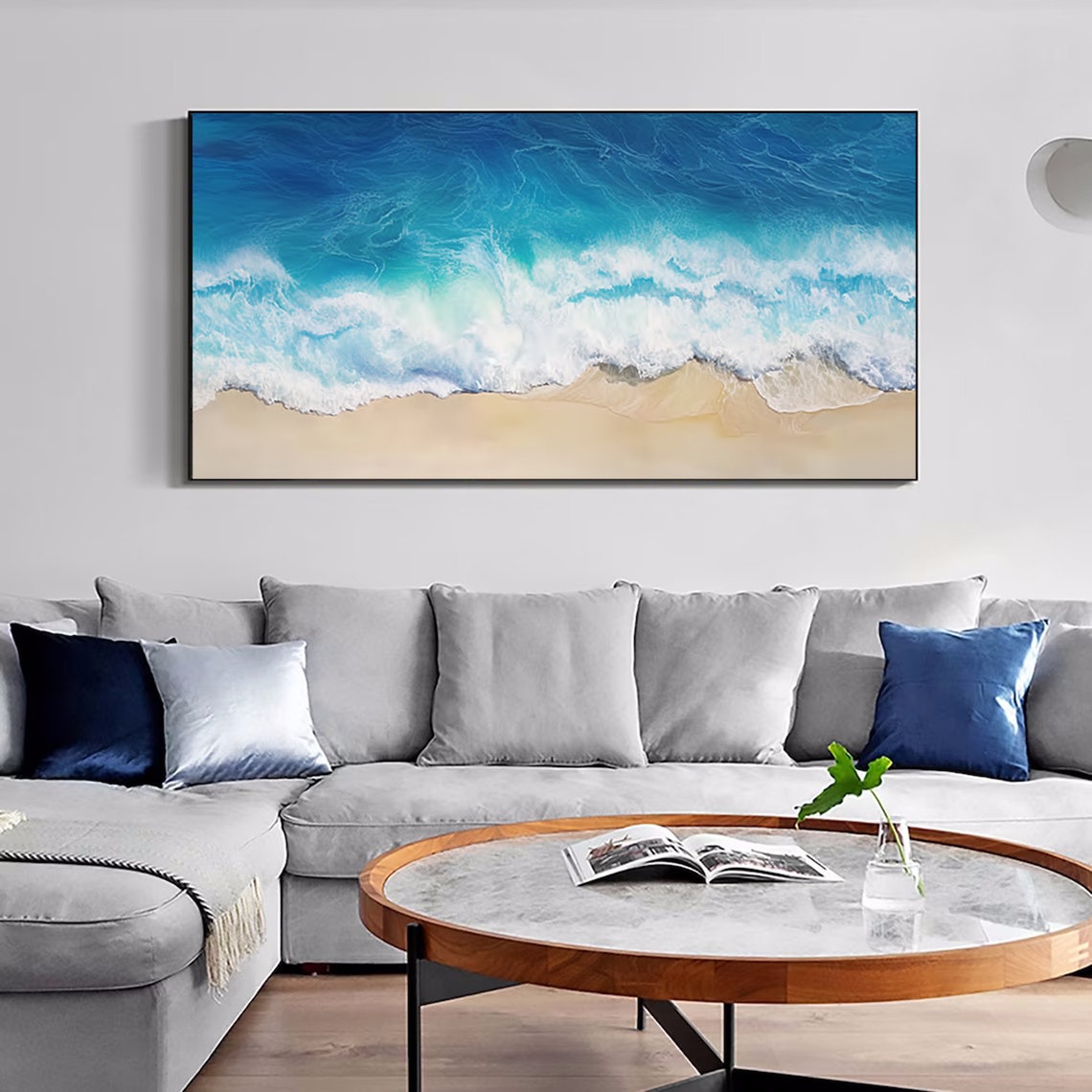 Turquoise Ocean Waves Aerial Sandy Shore Coastal Surf Poster - Image 3
