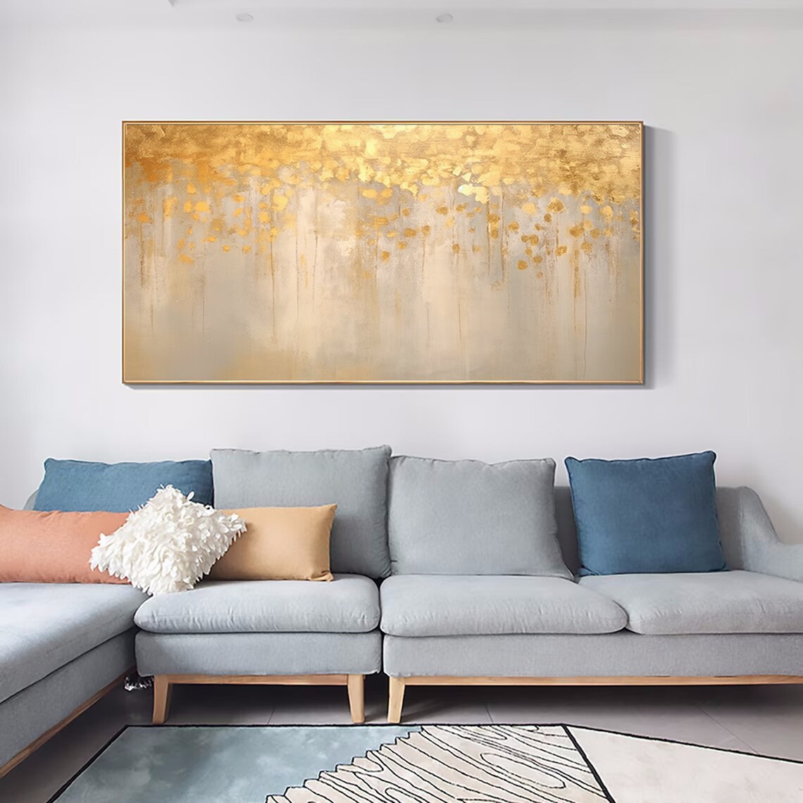 Custom Abstract Gold Leaf Oil Painting Wall Art Print - Image 5