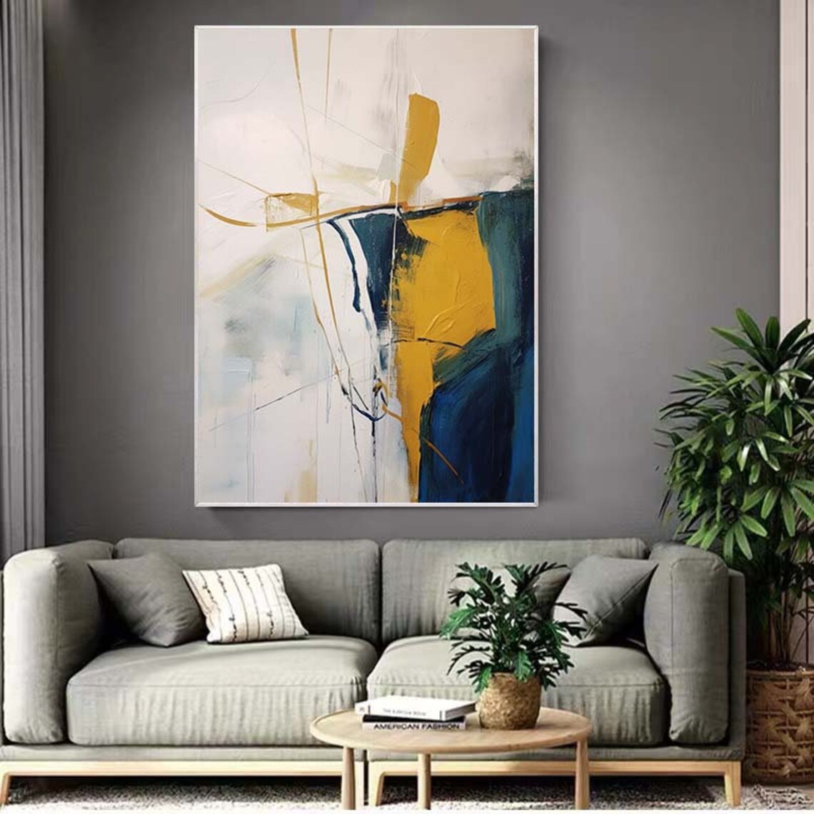 Yellow Painting Green Painting Original Abstract Painting Large Wall Painting Large Abstract Painting Living Room Decor Home Decor - Image 3
