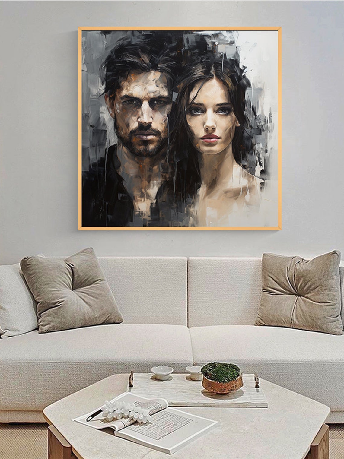 Abstract Male And Female Portrait Oil Painting Large Abstract Wall Art Large Art For Living Room Customized Portrait Oil Painting - Image 5